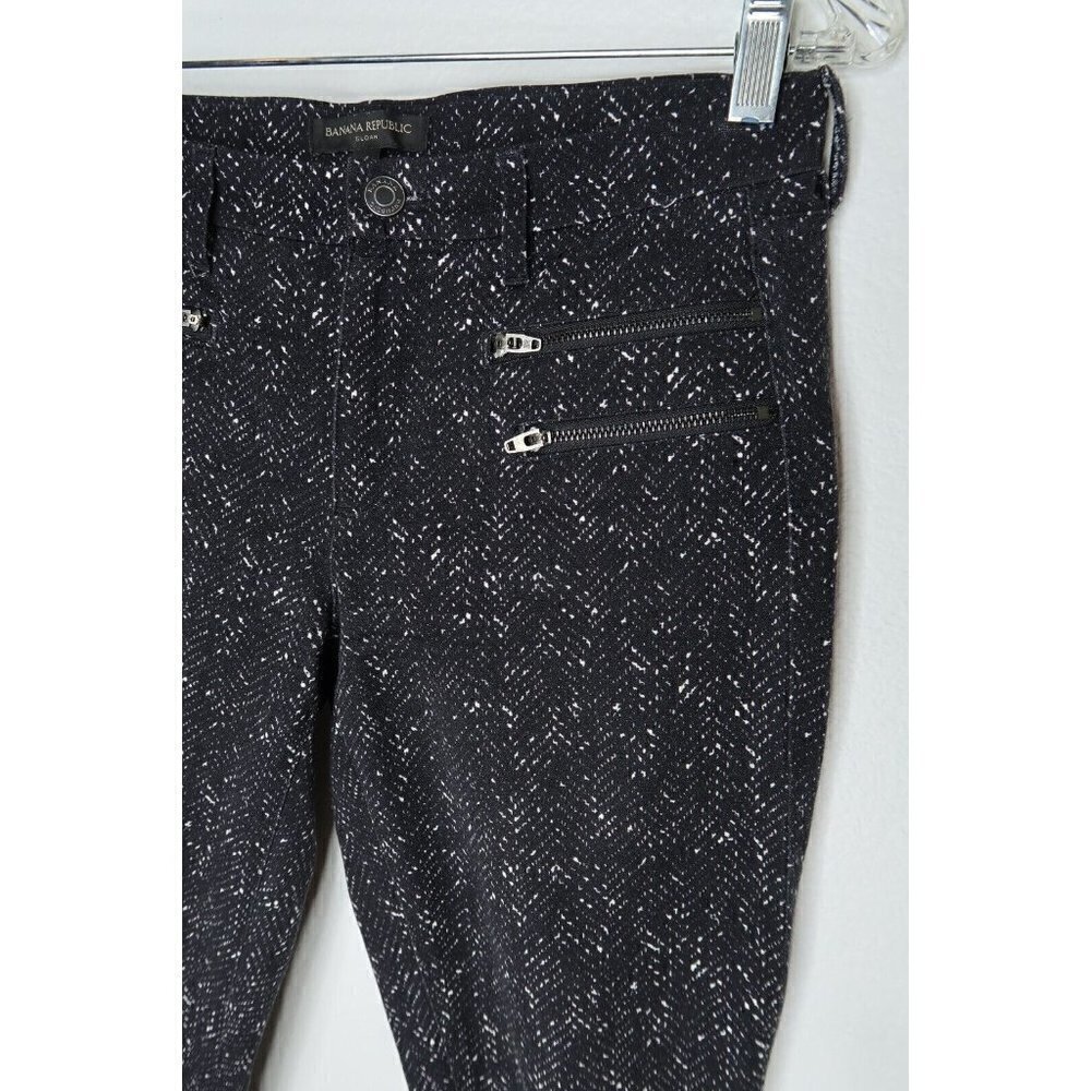 Banana Republic Pants Sloan Fit Slim Ankle Womens Size 4 Black Herringbone - Picture 3 of 12